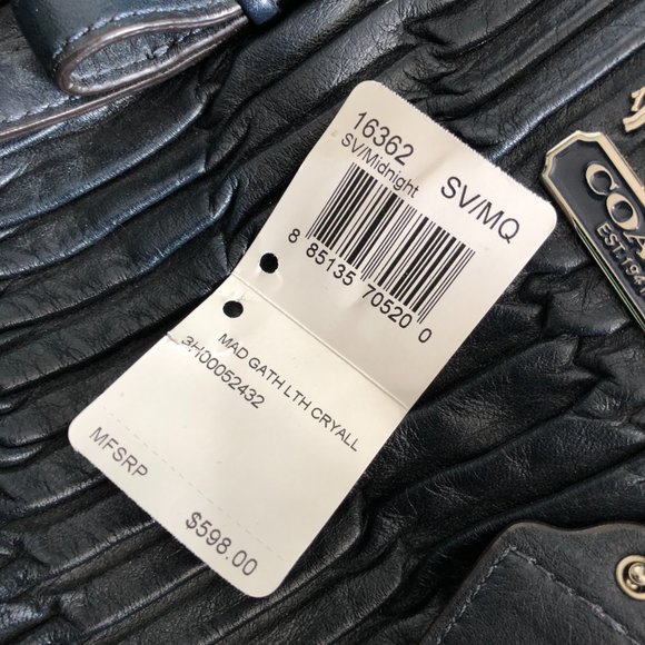 COACH "Madison Gathered" Pleated Leather Carry All Rare Midnight Color NWT - Picture 5 of 12